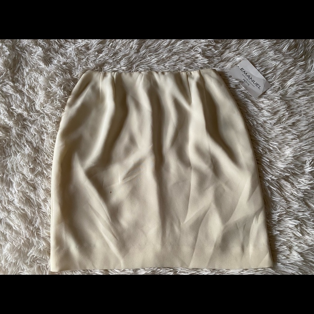 Emanuel Ungaro Cream Pencil Skirt Mini High Waisted Party Cocktail